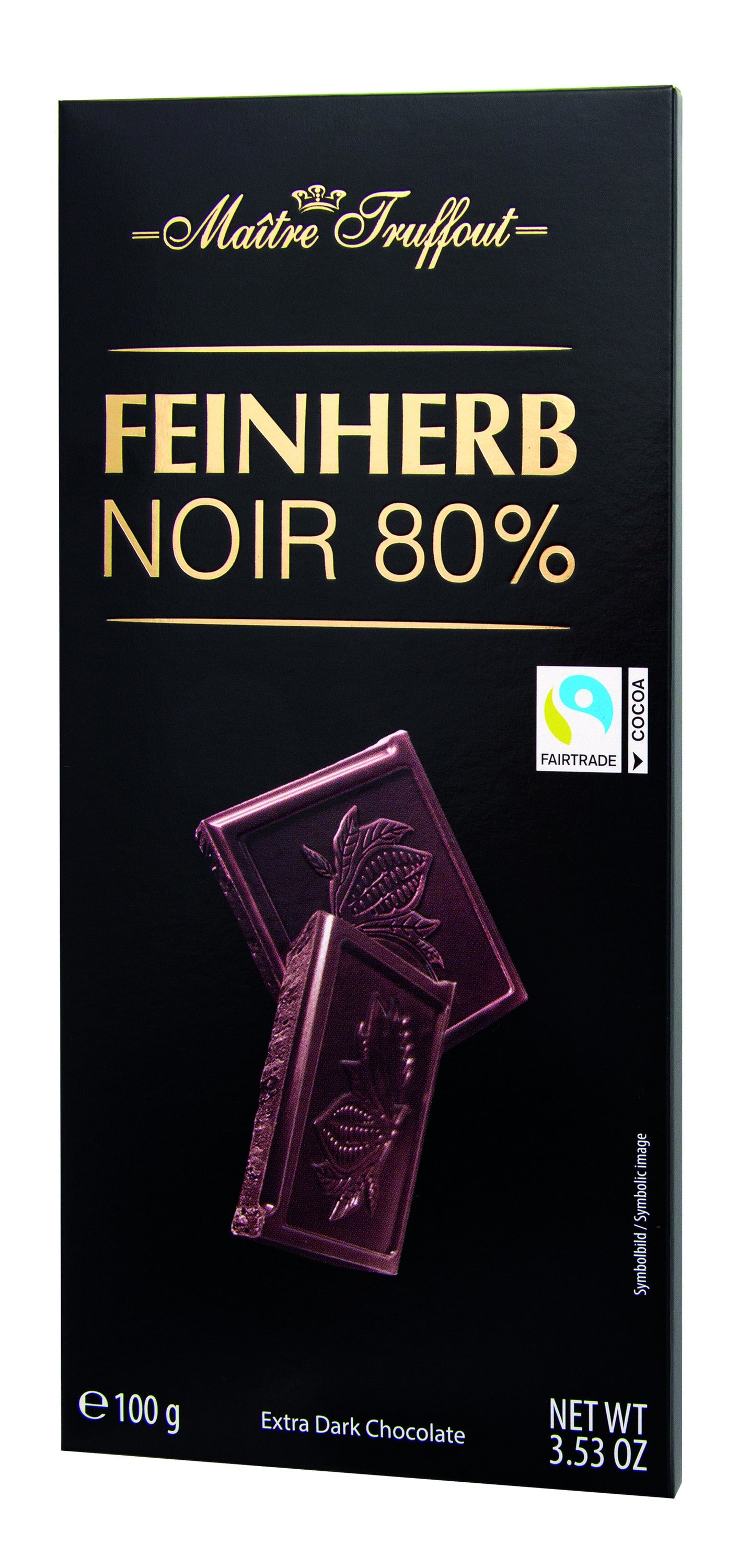 Maître Truffout Premium Extra Bitterschokolade 80% 100g – Produktbild 1