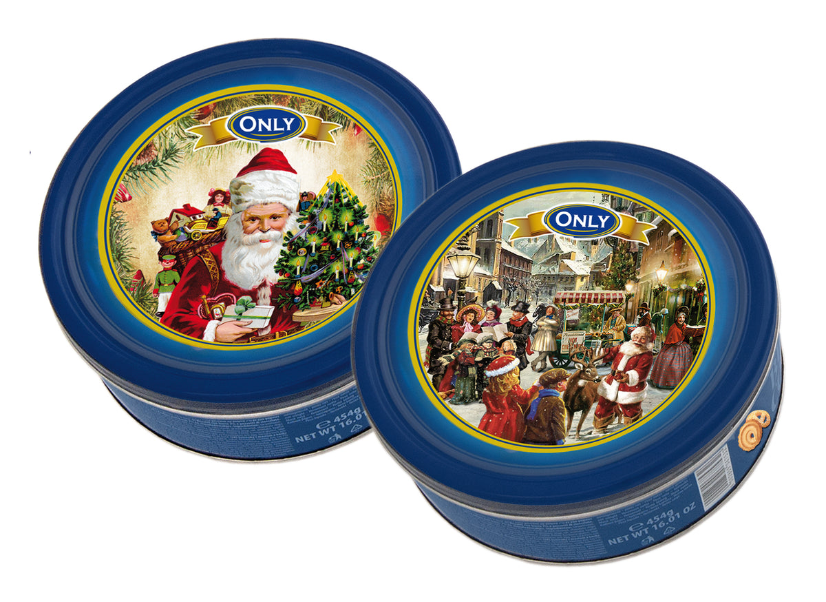 ONLY Butter Cookies Weihnachtsdose Nostalgisch 454 g – verschiedene Weihnachtsmotive; eine Dose je Einzelpack