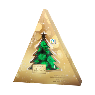 Maître Truffout Weihnachtsbaum Pralinen mit Minzgeschmackfüllung 148 g – Originalverpackung
