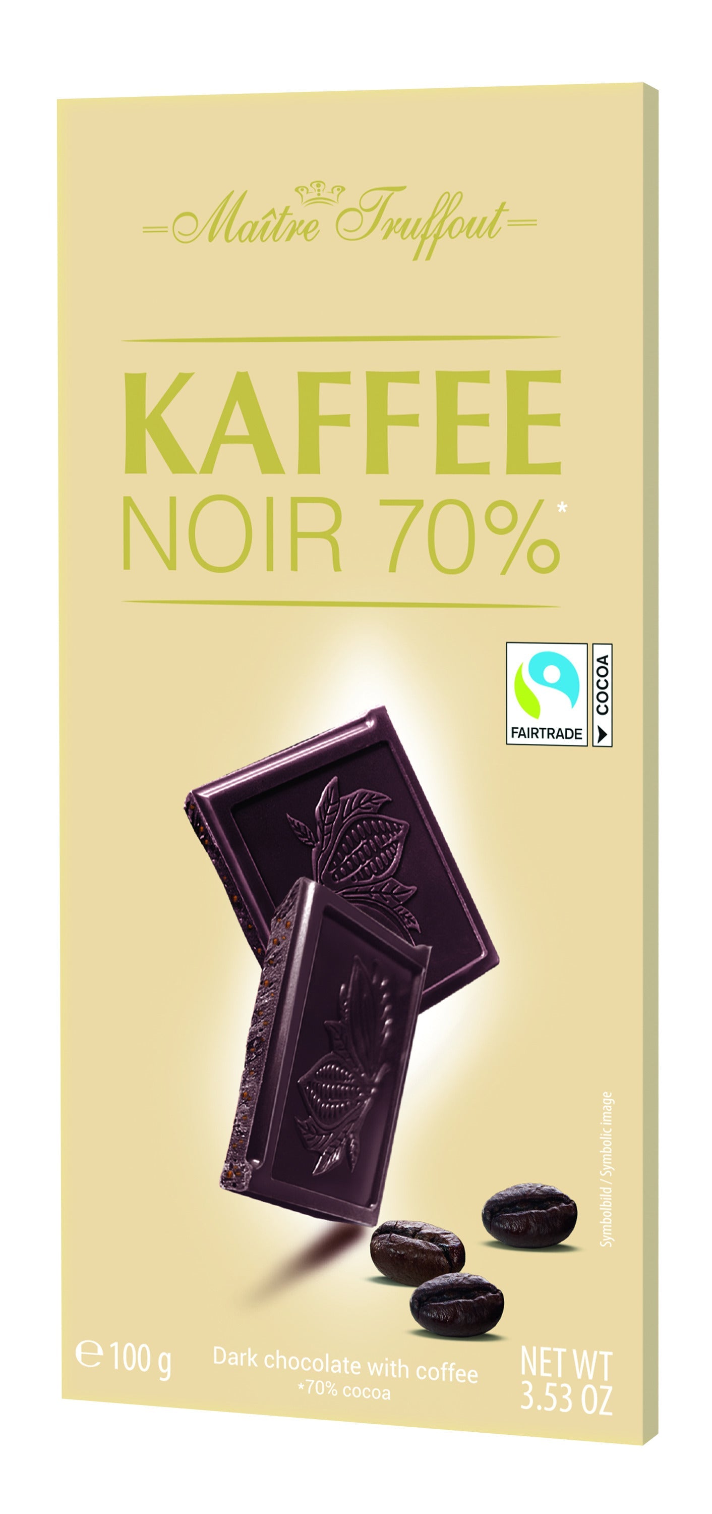 Maître Truffout Zartbitterschokolade 70% mit Kaffee 100g – Produktbild 1