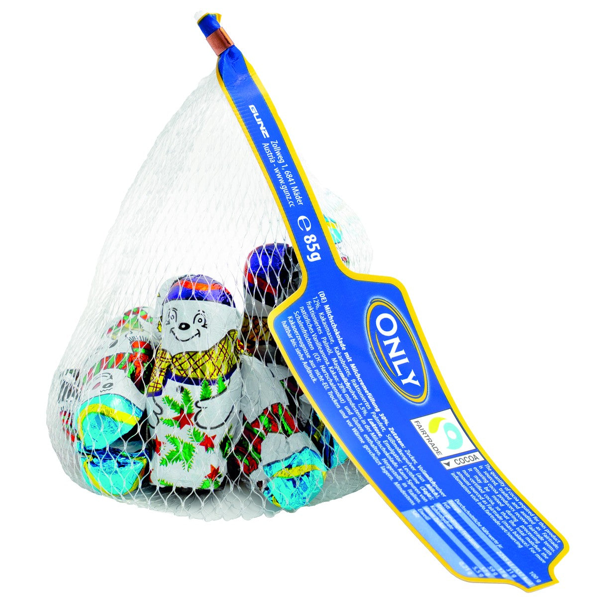 ONLY Schneemänner Milchschokolade mit Milchcremefüllung 85 g – Originalverpackung