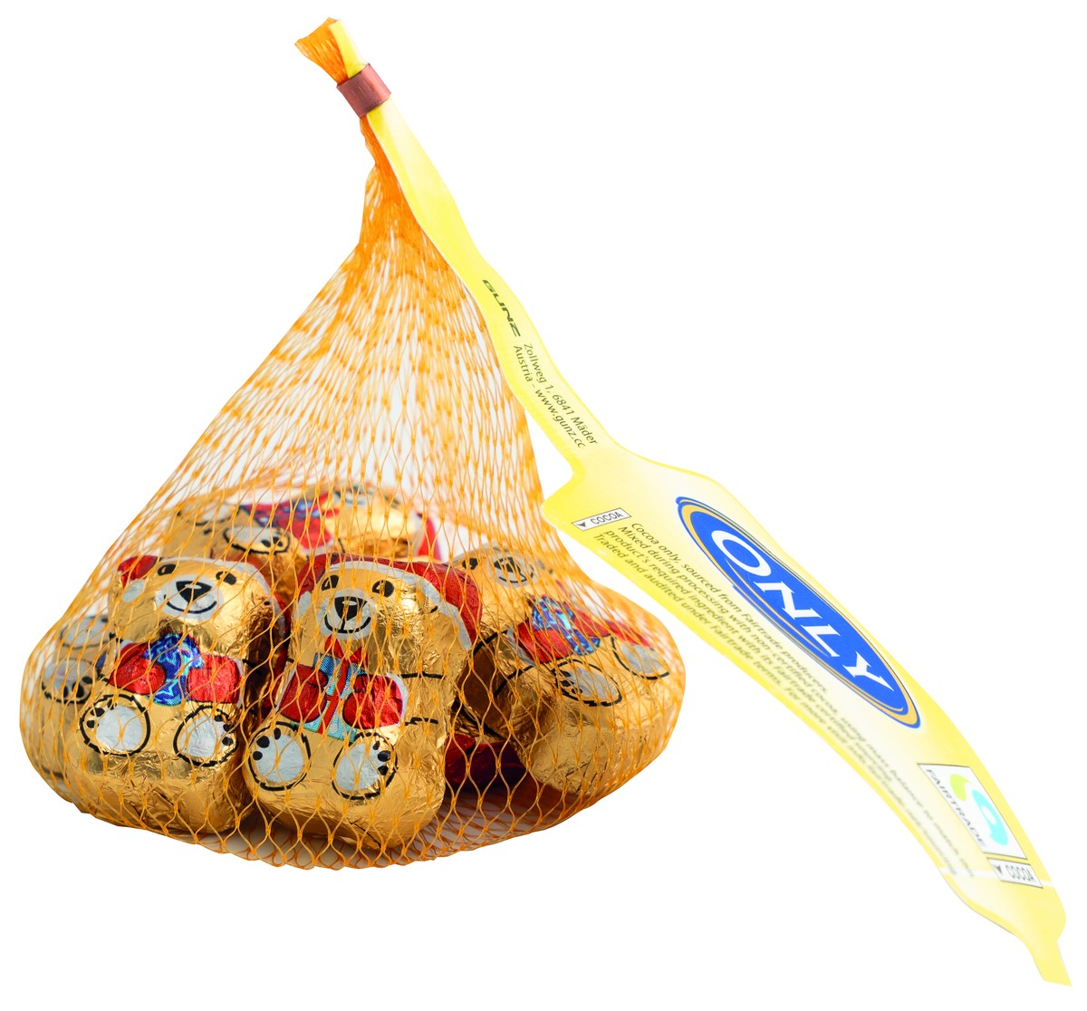 ONLY Weihnachtsgoldbären Milchschokolade mit Milchcremefüllung 80 g – Originalverpackung