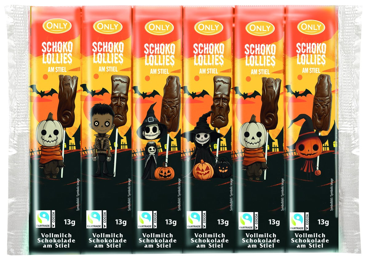 ONLY Geisterbahn Vollmilchschokolollies am Stiel 6 x 13 g – Originalverpackung