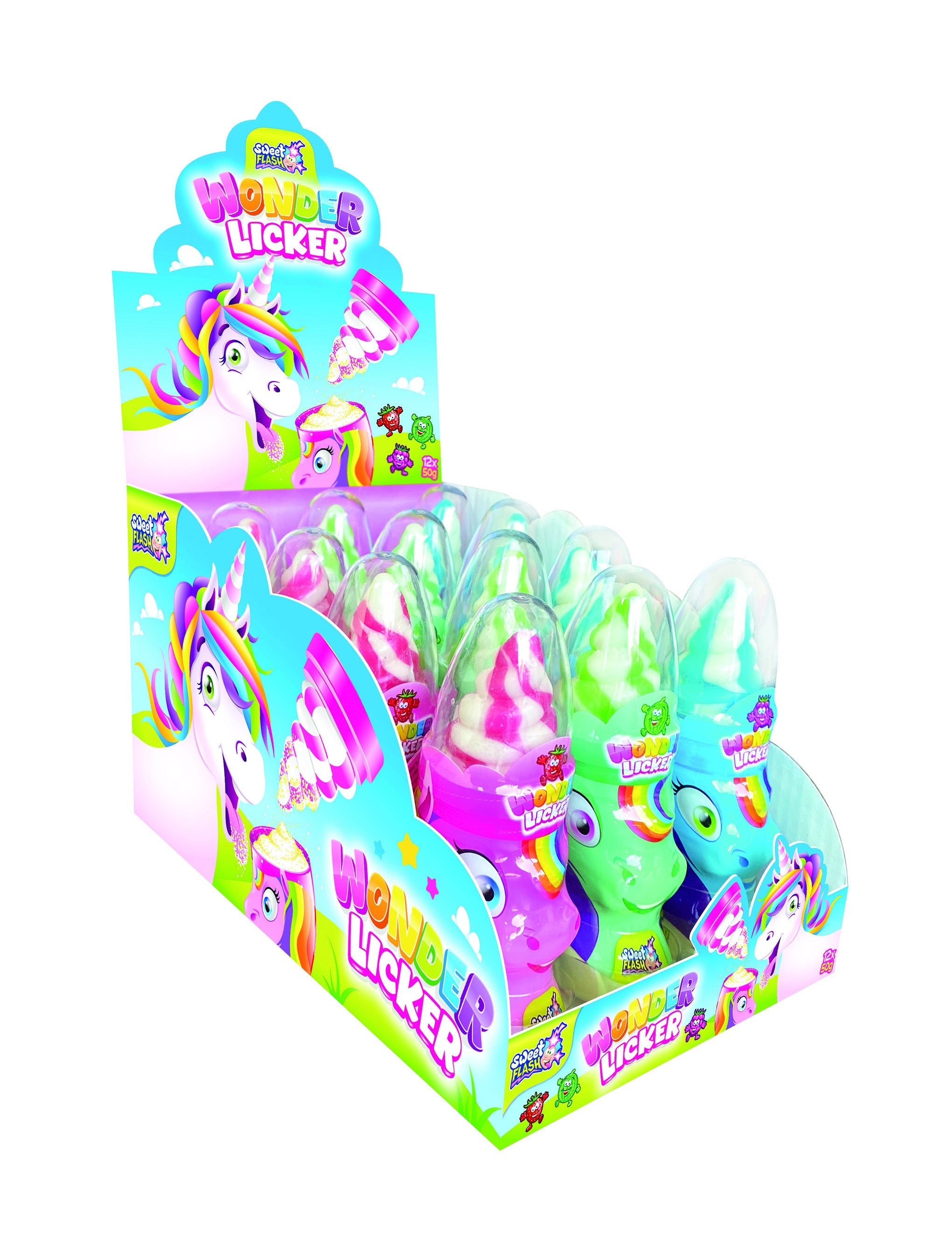 Sweet Flash Einhorn Wonder Licker Lollipop & Pulver 50g – Produktbild 1