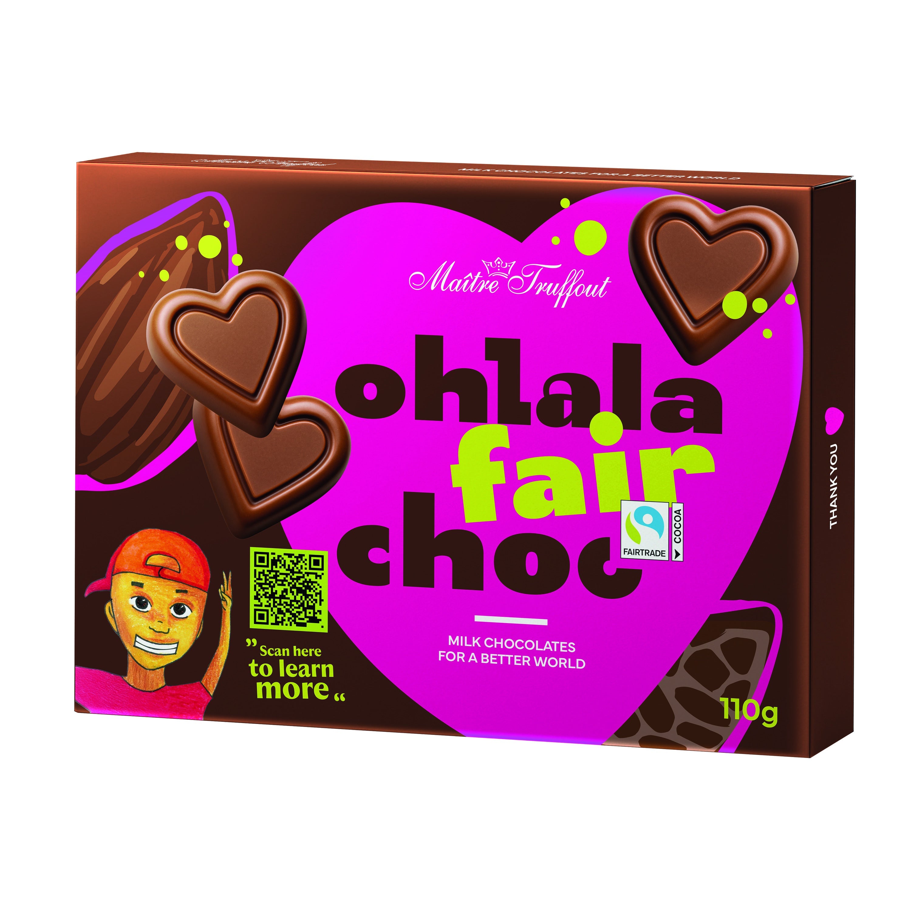 Maître Truffout Ohlala Herzpralinen mit Haselnusscremefüllung 110g – Produktbild 1