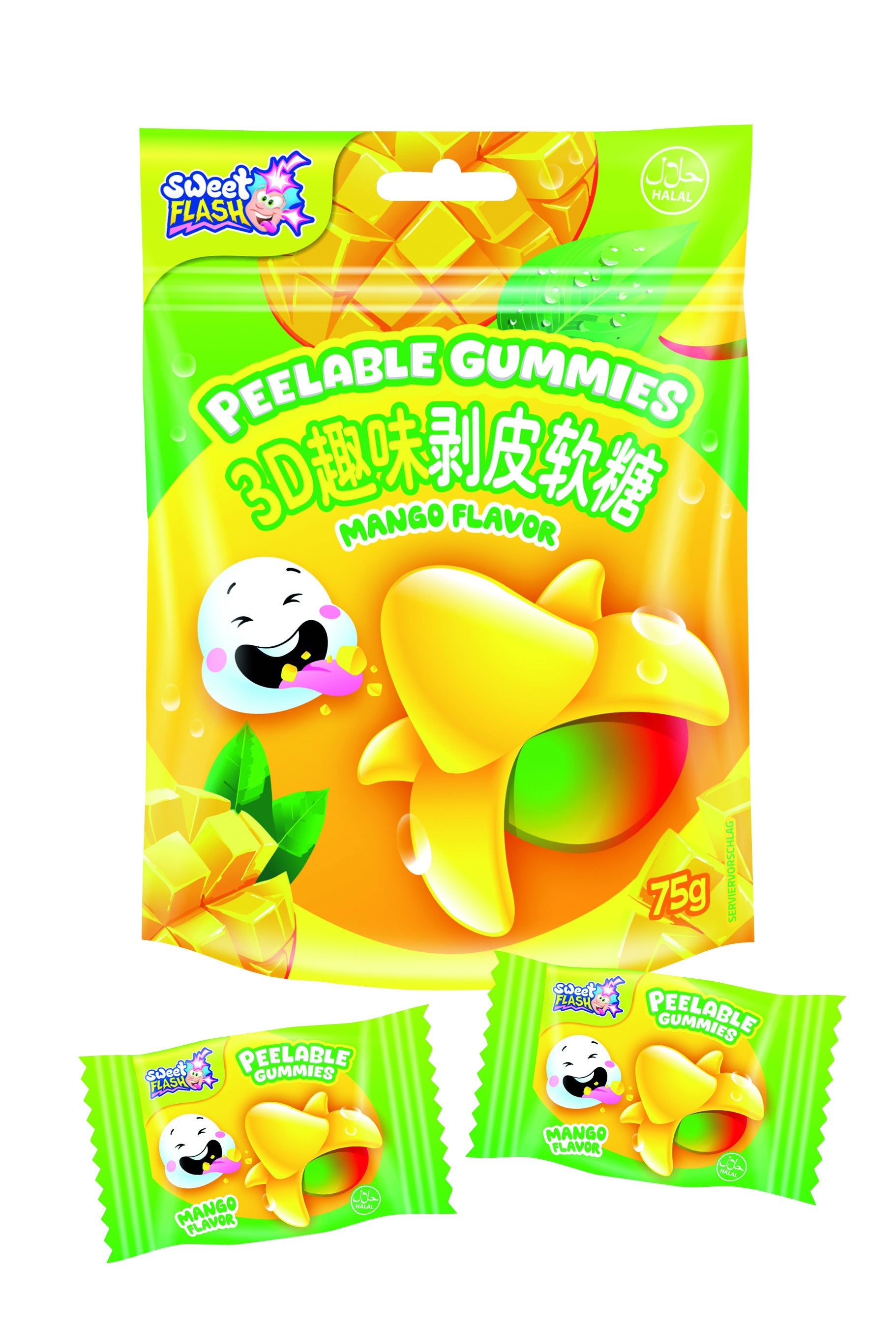 Sweet Flash Peelable Gummies Mango 75g – Produktbild 1