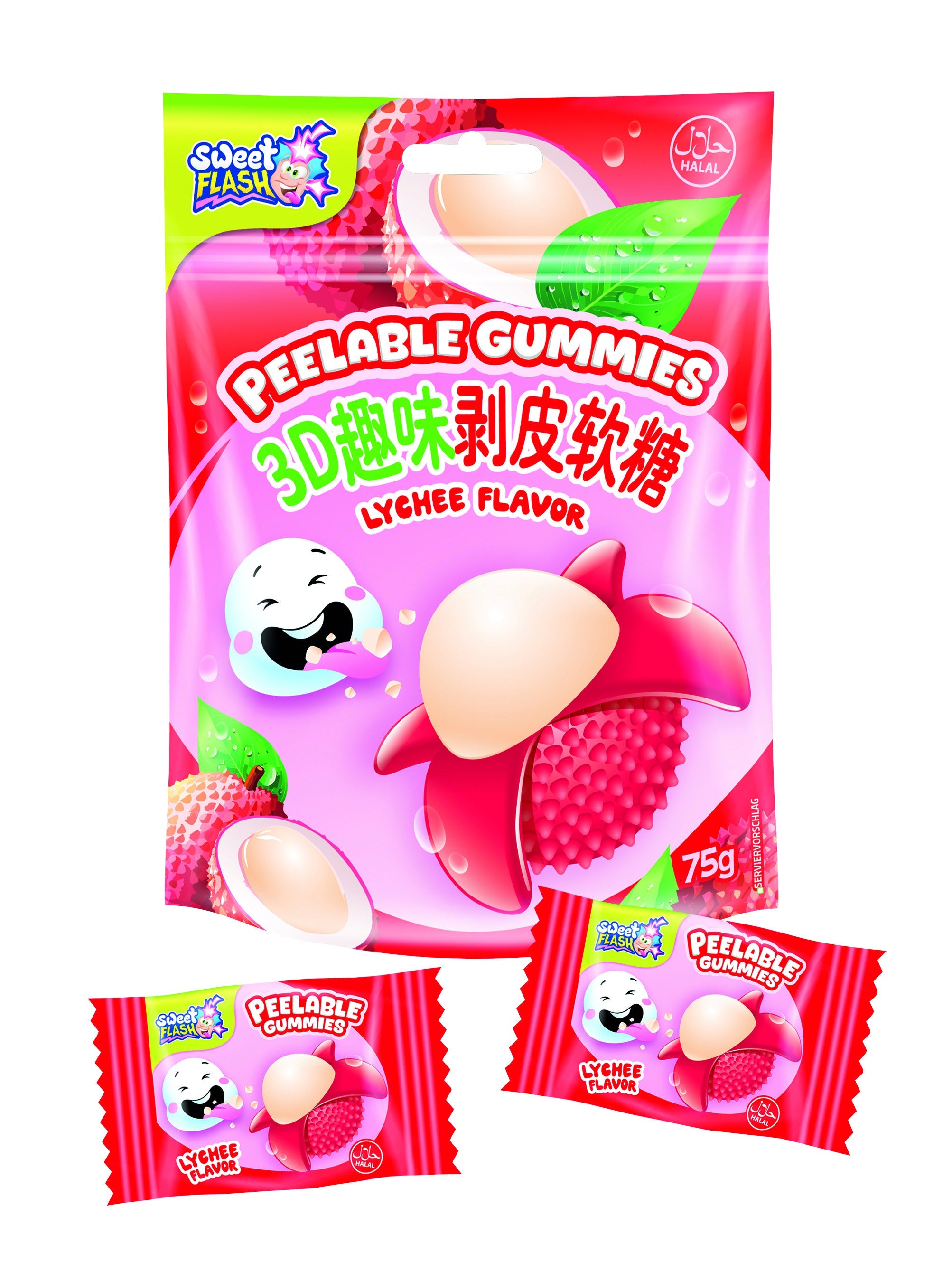 Sweet Flash Peelable Gummies Lychee 75g – Produktbild 1