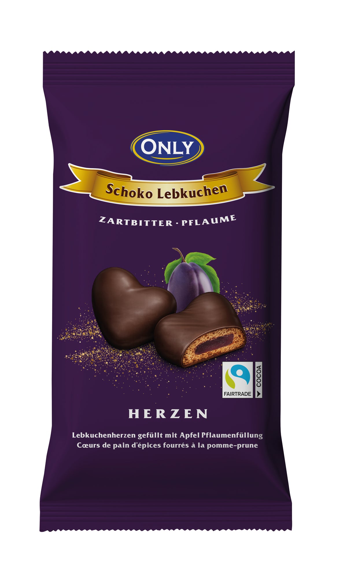 ONLY Lebkuchenherzen Zartbitter mit Apfel-Pflaumenfüllung 150 g