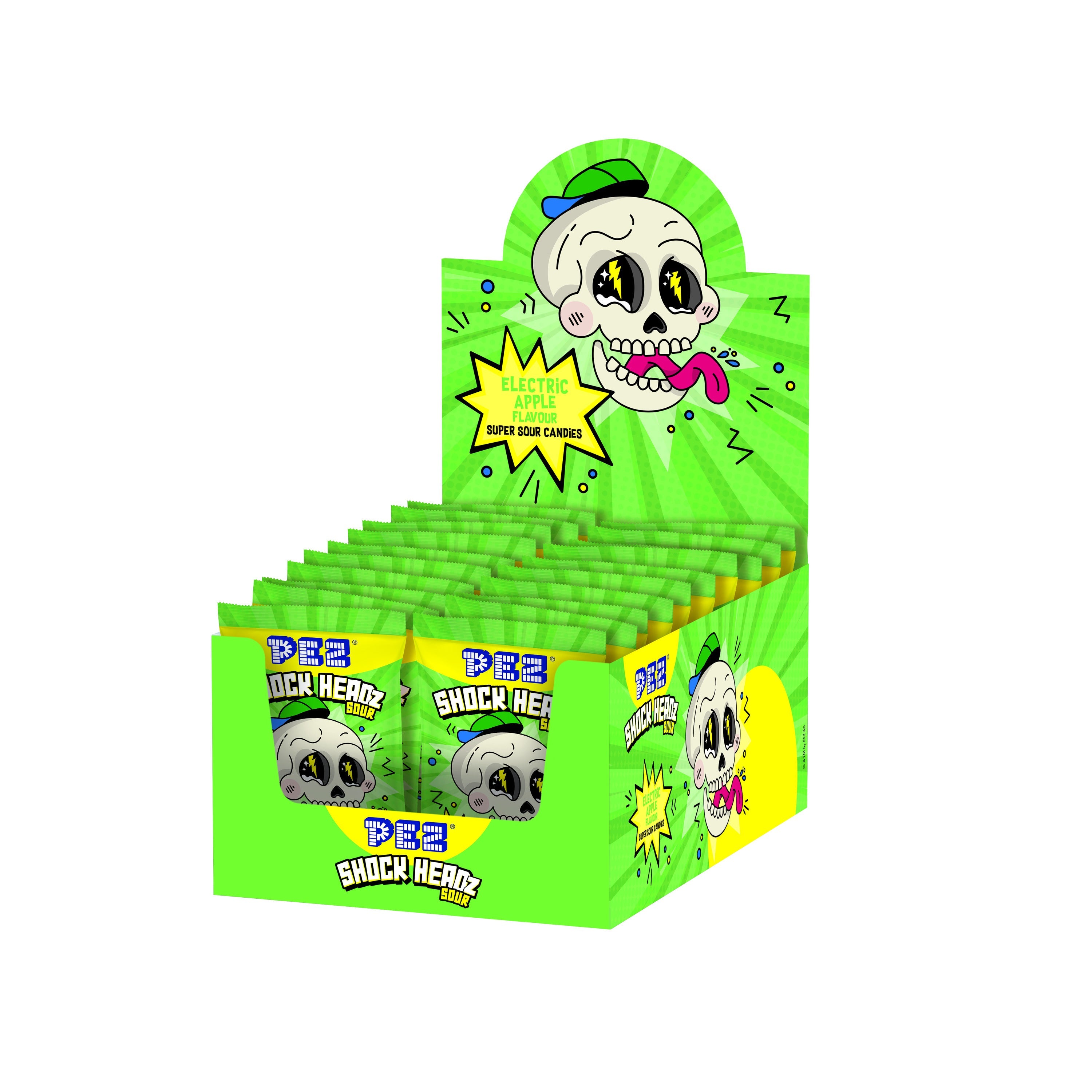 PEZ Shock Headz Grüner Apfel 25g – Produktbild 1