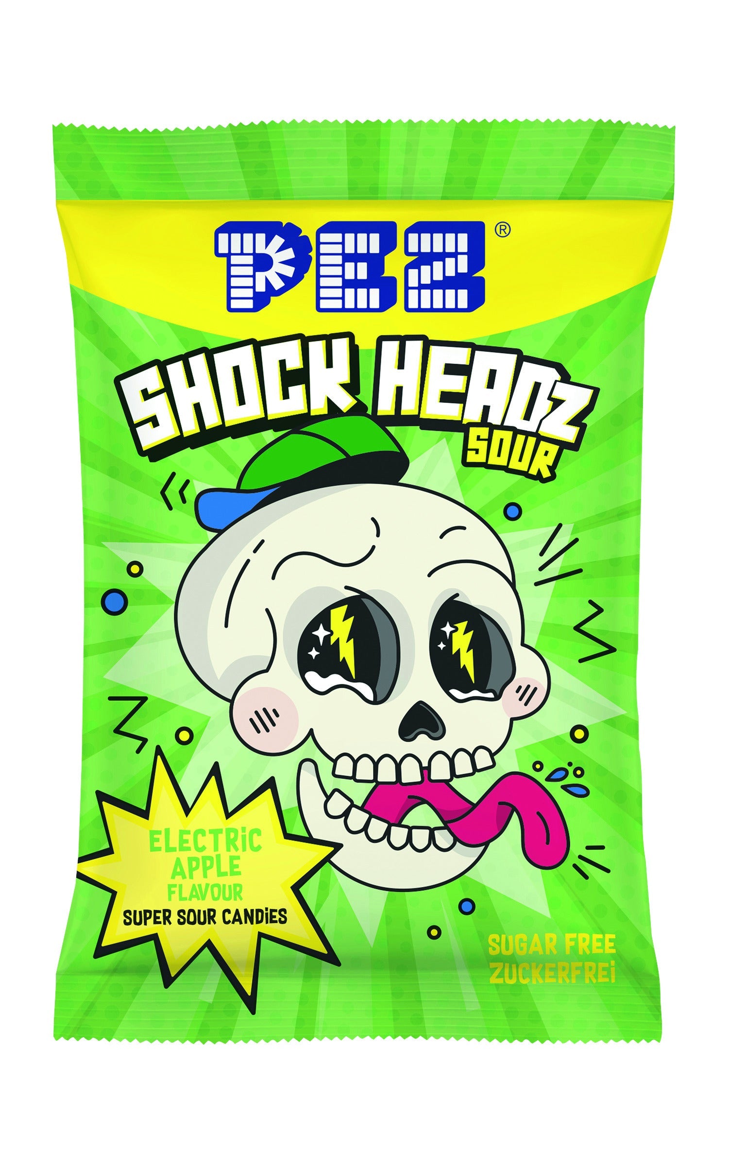PEZ Shock Headz Grüner Apfel 25g – Produktbild 2
