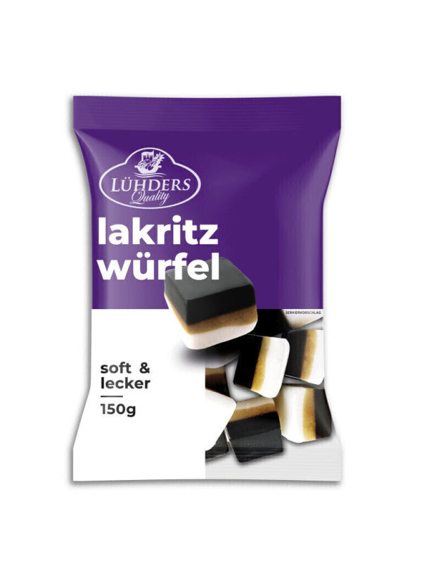 Lühders Lakritz Würfel mit Schaum 150g