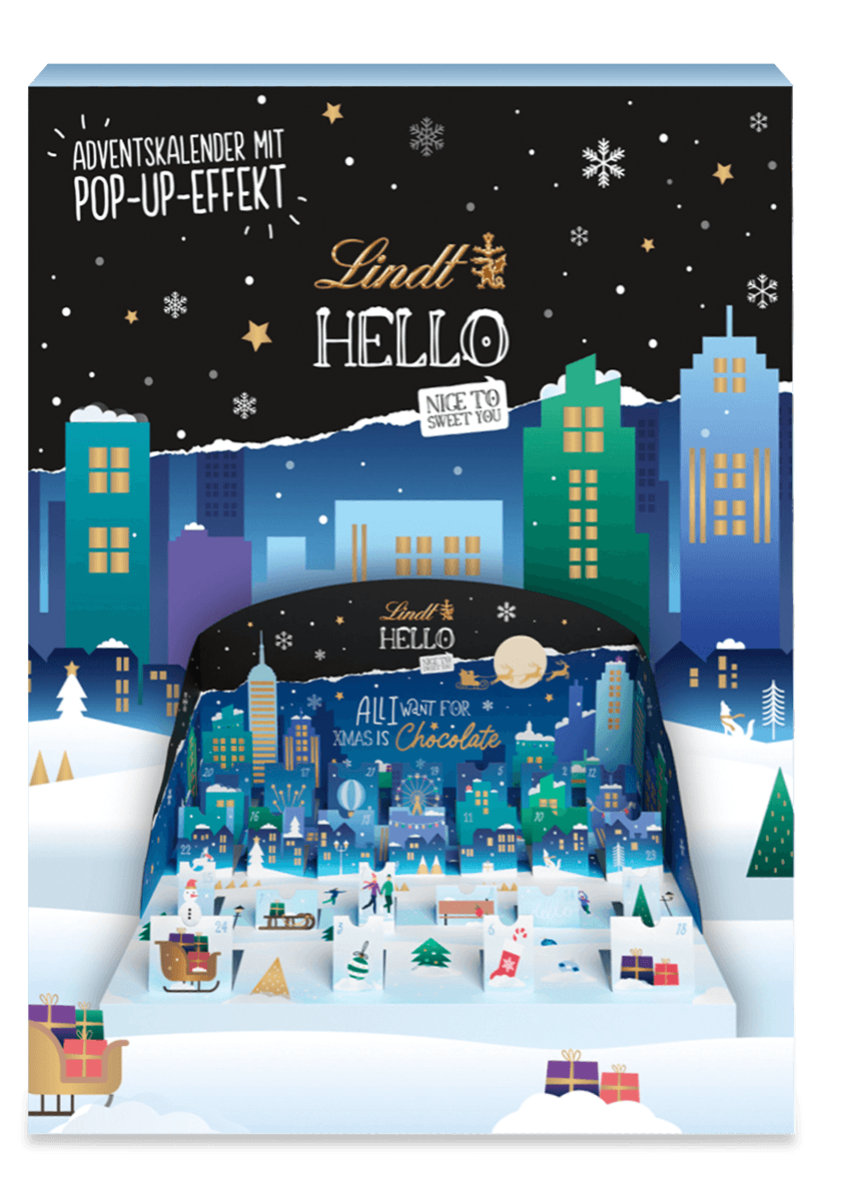 Lindt HELLO Adventskalender Pop Up 243 g