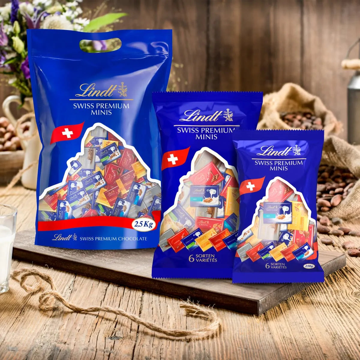 Napolitains Lindt Mini Schokoladen 6 Sorten Swiss Premium Minis Chocolate 250g