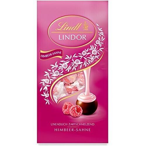 Lindt LINDOR Kugel Beutel Himbeer Sahne Vollmilch Schokolade 137g