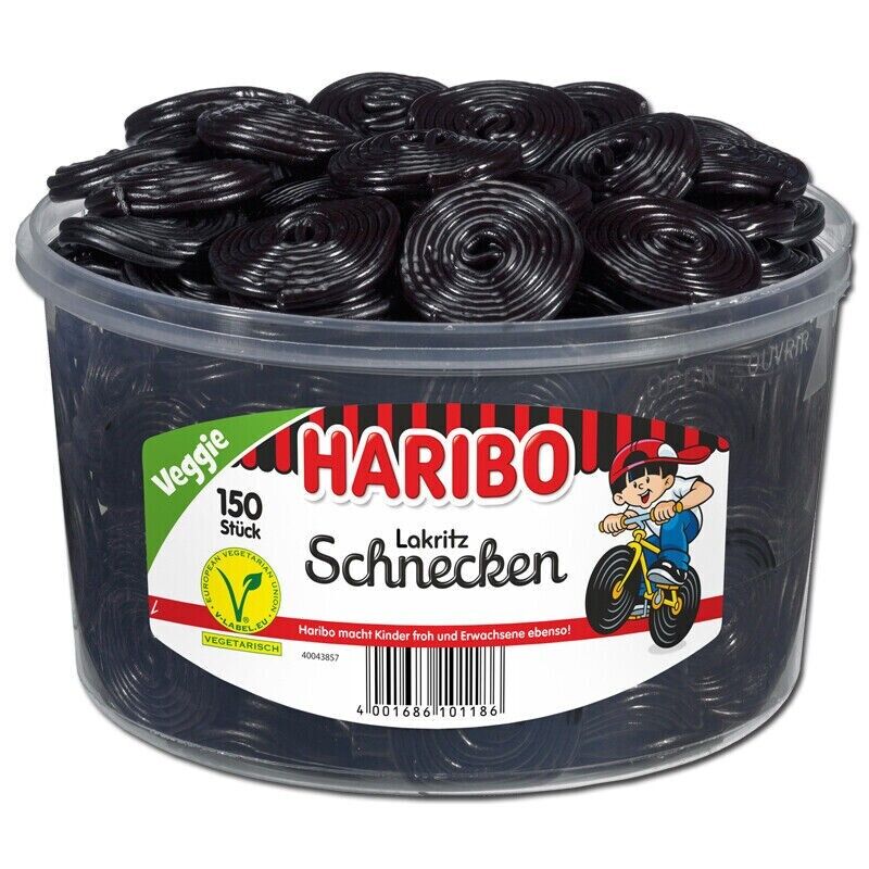 Haribo Lakritz Schnecken 150 Stück - 1,5 kg Dose