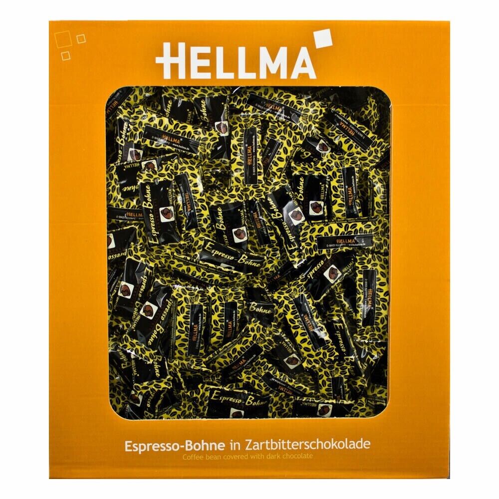 Hellma Espresso-Bohne in Zartbitterschokolade 380 Einzelportionen à 1,1 g -418g