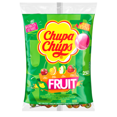 Chupa Chups Fruchtlutscher 250 Stück (3 kg Beutel) - Bunte Fruchtlutscher für süßen Genuss im praktischen Großpack