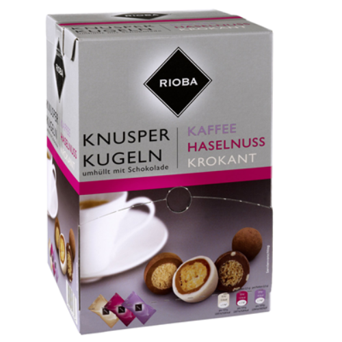 RIOBA Knusperkugeln Einzelportionen Mix 144 Stück à 2,4 g, mit Schokolade 350g