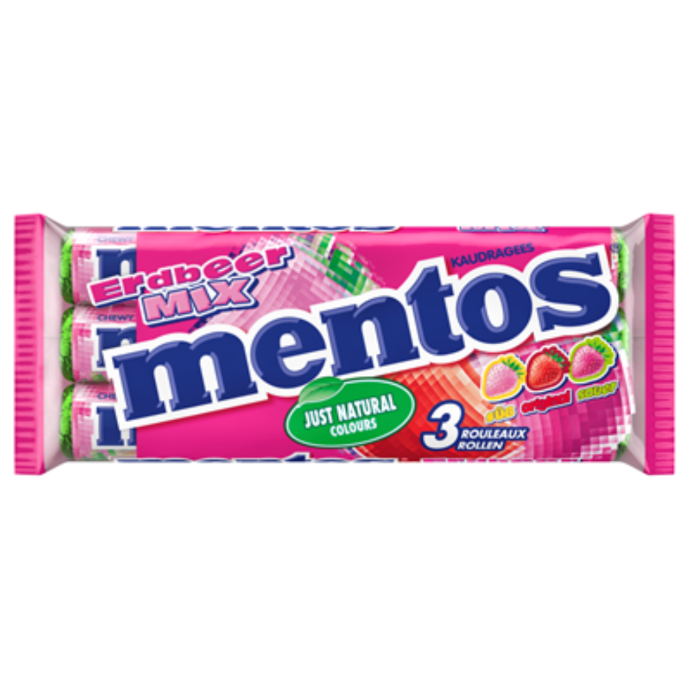 Mentos Kaudragees Mix Erdbeere - 112g