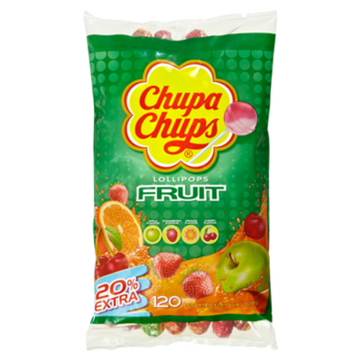 Chupa Chups Lollipops Fruit 120 Stück à 12g (1,44 kg Beutel) - Fruchtige Lutscher für frischen Genuss im praktischen Vorratsbeutel