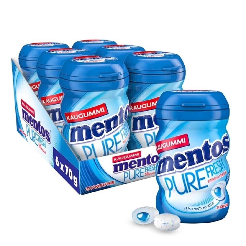 Mentos Kaugummi Pure Fresh Mint Zuckerfrei , im 6er Vorteilspack - 6x 70g