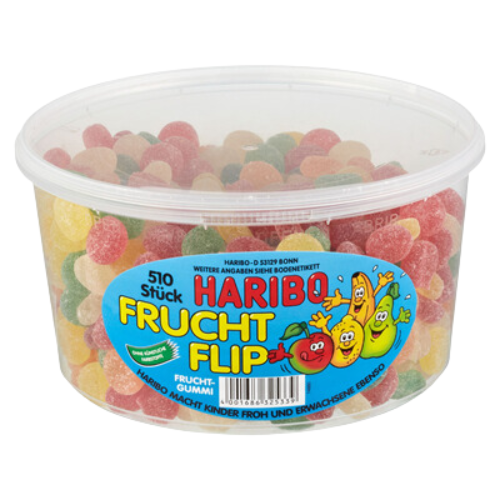 Haribo Frucht Flip 510 Stück - 1,275 kg Dose