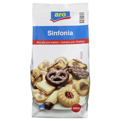 aro Sinfonia Biscuits & Waffeln 500g - Vielfältige Gebäck- und Waffelmischung mit Schokolade