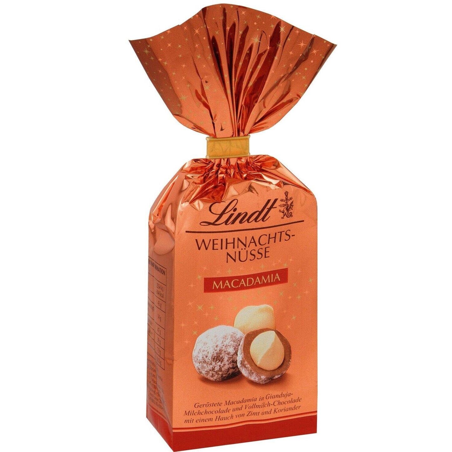 Lindt Weihnachts-Nüsse Macadamia 100g - Zartschmelzende Macadamianüsse