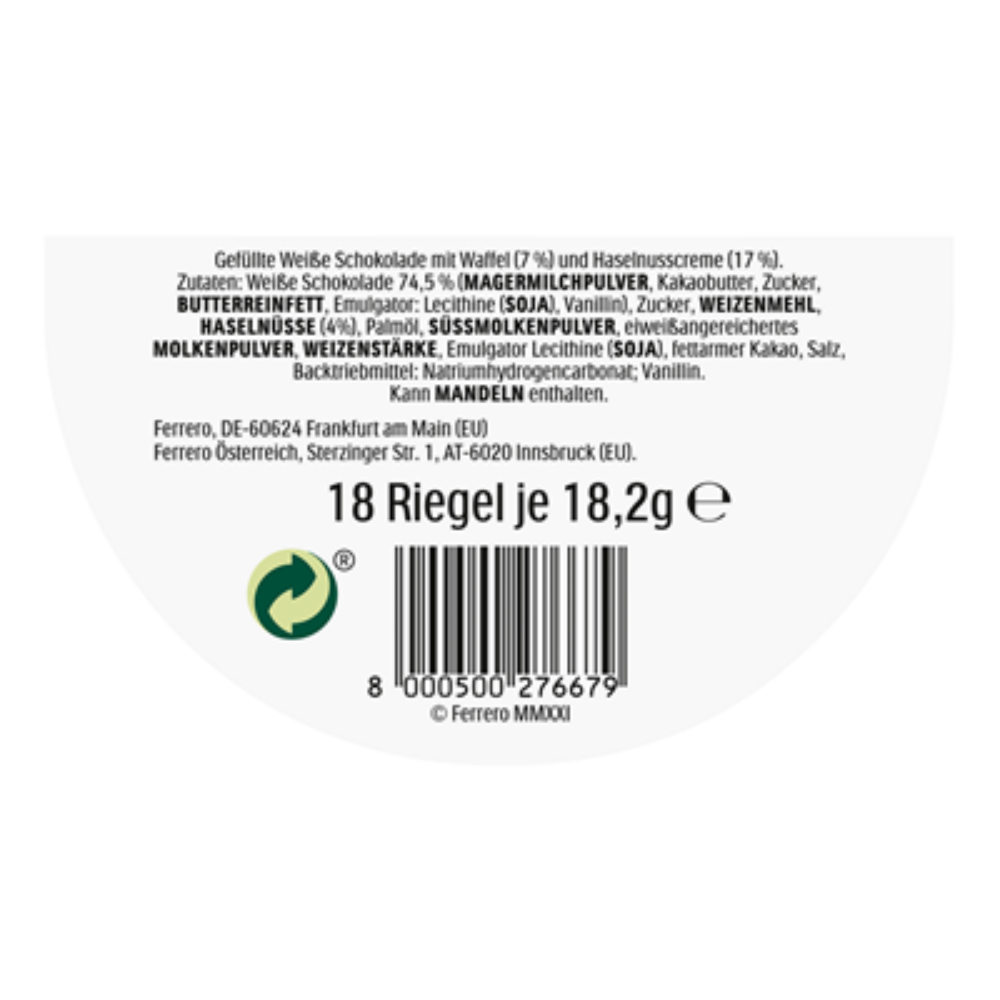 Duplo Big Pack White 18 Riegel (328g) - Leckere Waffelriegel mit cremiger Weißschokolade für süßen Genuss