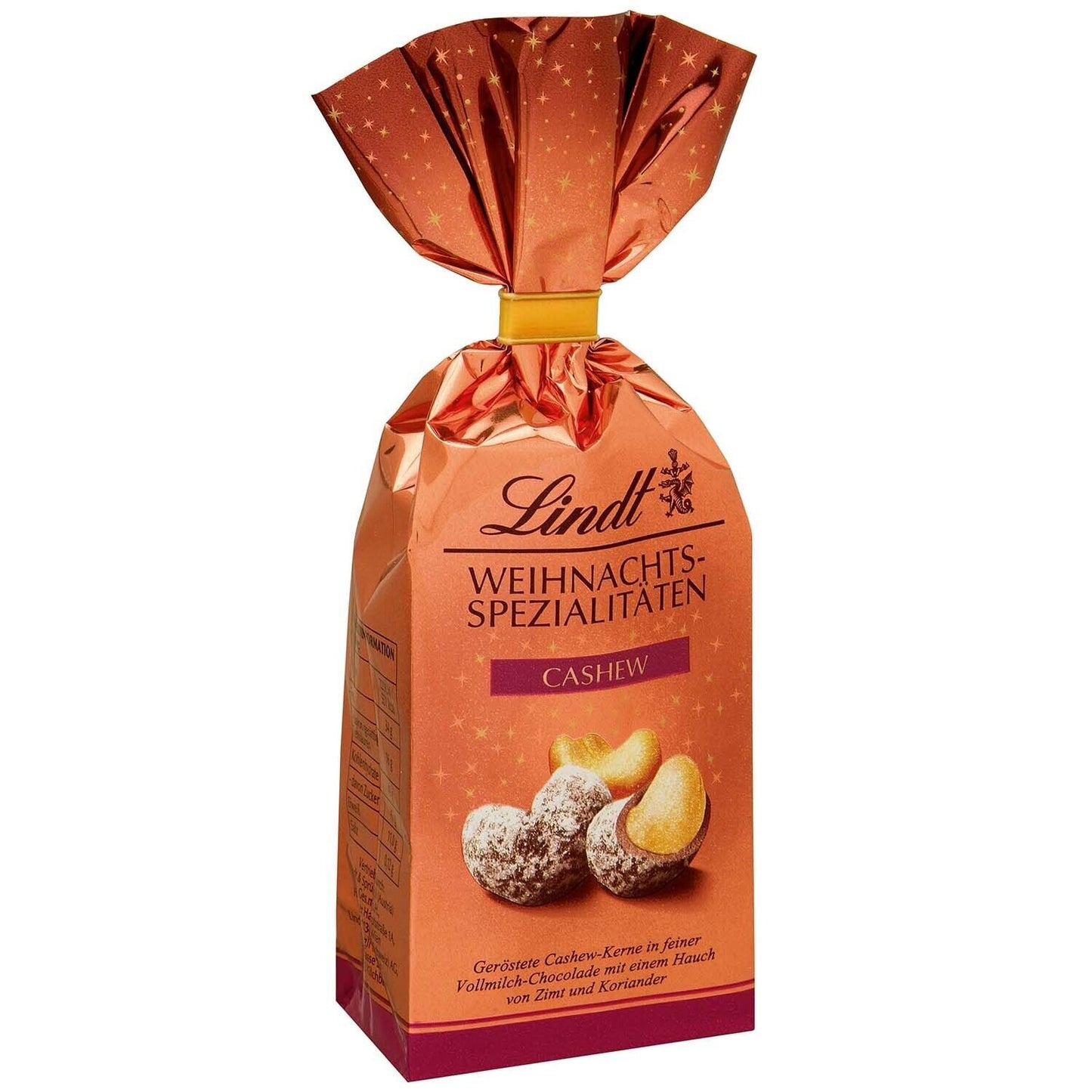 Lindt Weihnachts-Spezialitäten Cashew 100g - Zartschmelzende Schokolade