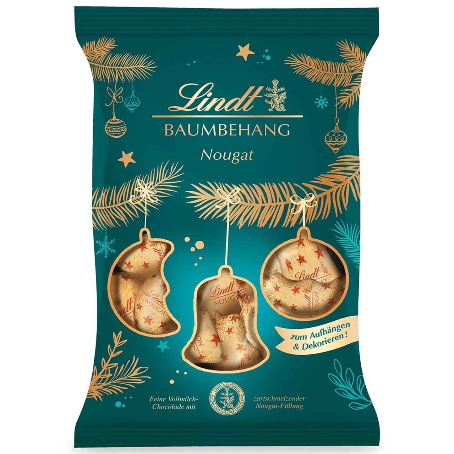 Lindt Nougat Baumbehang 200g - Feine Nougatstückchen für festliche Dekoration