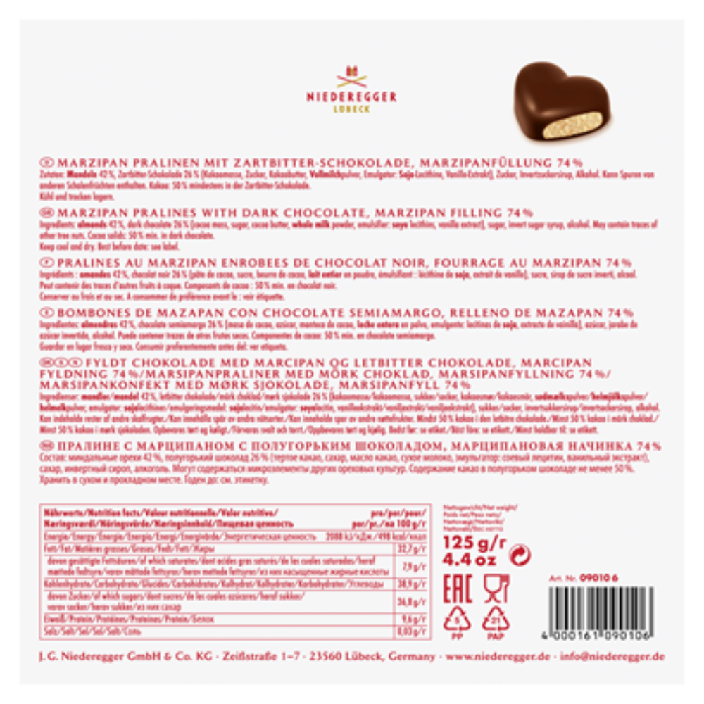 Niederegger Marzipan Herzen - Geschenkpackung - 125g