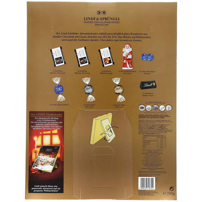 Lindt Edelbitter Adventskalender 250g -Zartbittere Schokolade für festliche Tage