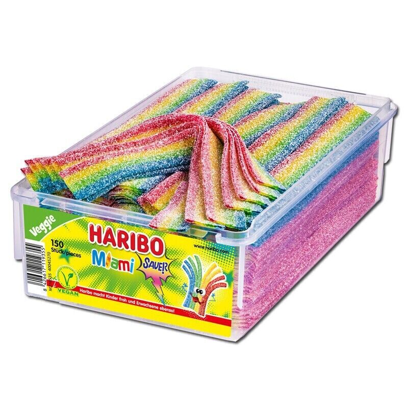 Haribo Miami Sauer 150 Stück - 1,125 kg Dose