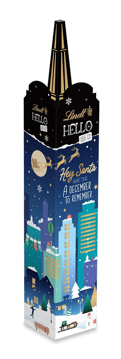 Lindt Hello Adventskalender Tower 235g -Festliche Schokolade für die Adventszeit