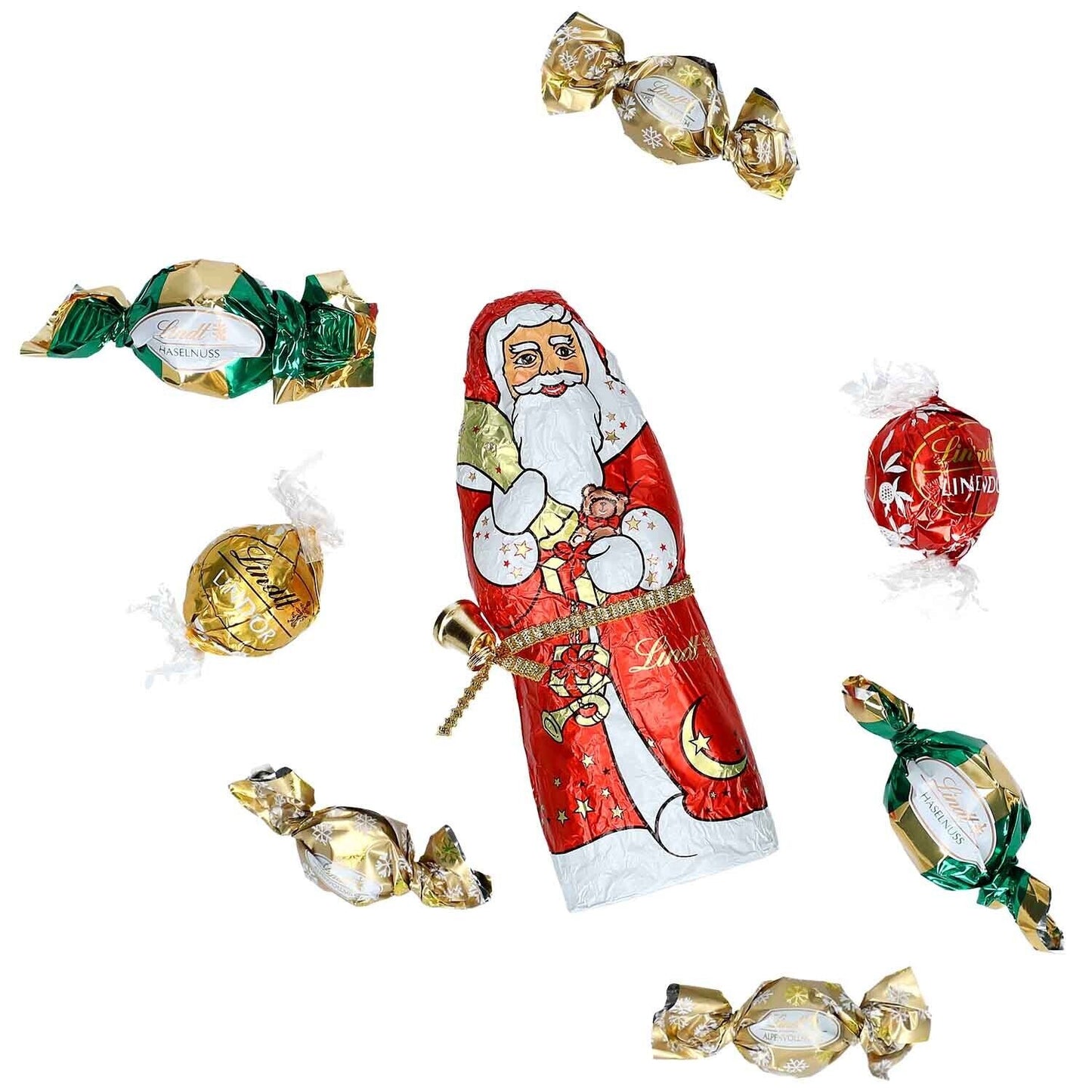 Lindt Weihnachtsmann Mischung 130g - Festliche Pralinen Weihnachtsüberraschungen