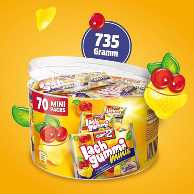 nimm2 Lachgummi Minis Runddose – 735g (70 Mini Packs)