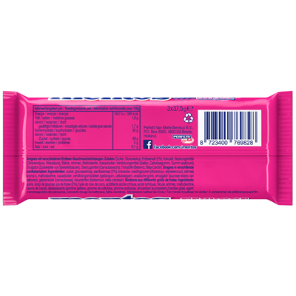 Mentos Kaudragees Mix Erdbeere - 112g