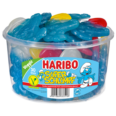 Haribo Super Schlumpf 30 Stück à 48 g - 1,44 kg Dose