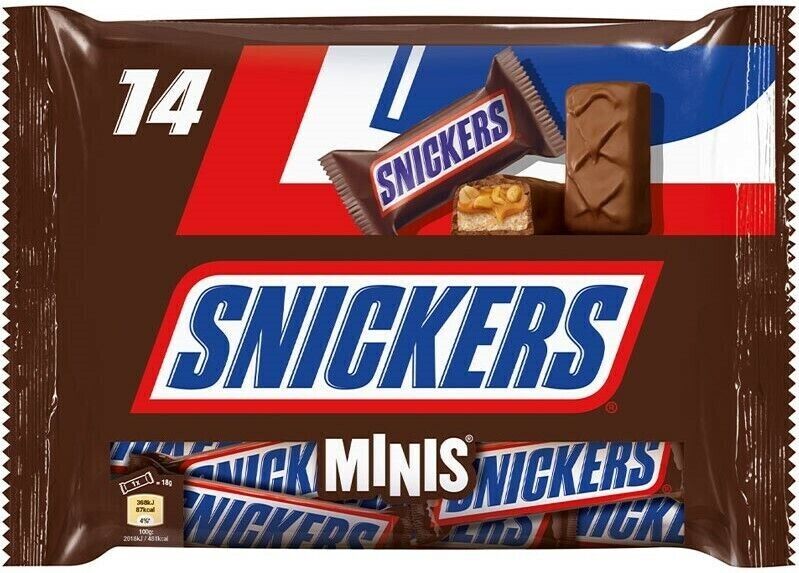 Snickers Minis Schokoriegel Schokolade - 14 Mini Riegel - 3x 275g