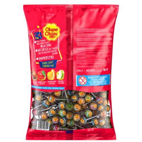 Chupa Chups Mini Lutscher 360er Nachfüllpack (2,16 kg Beutel) - Bunte Mini-Lutscher für süßen Genuss im großzügigen Nachfüllpack