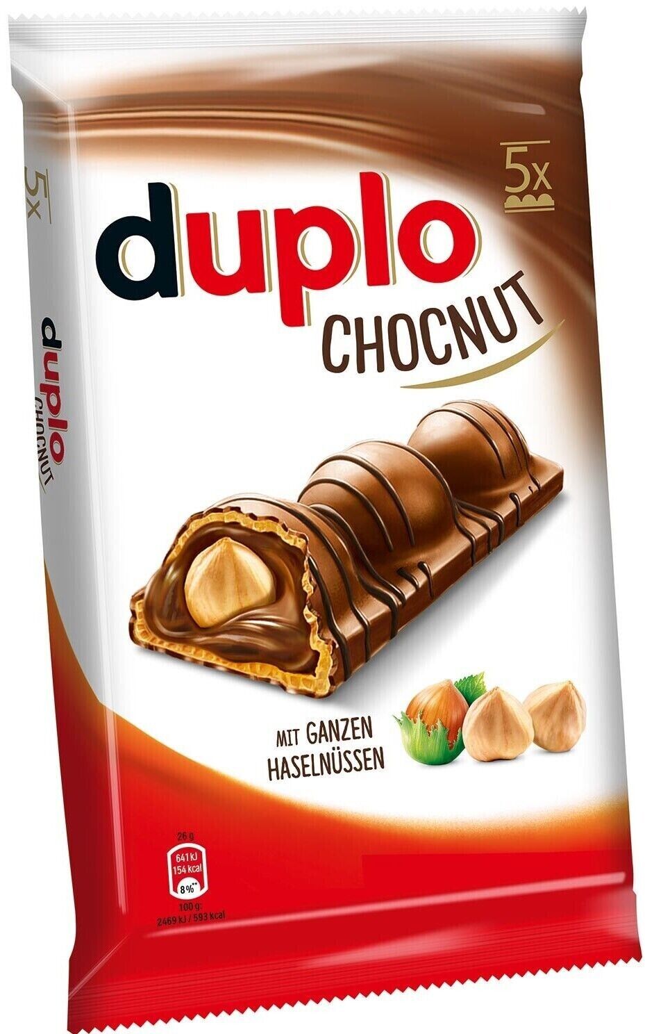 Duplo Chocnut 5 x 26g Riegel (130g) - Knusprige Waffelriegel mit schokoladiger Nussfüllung für süßen Genuss