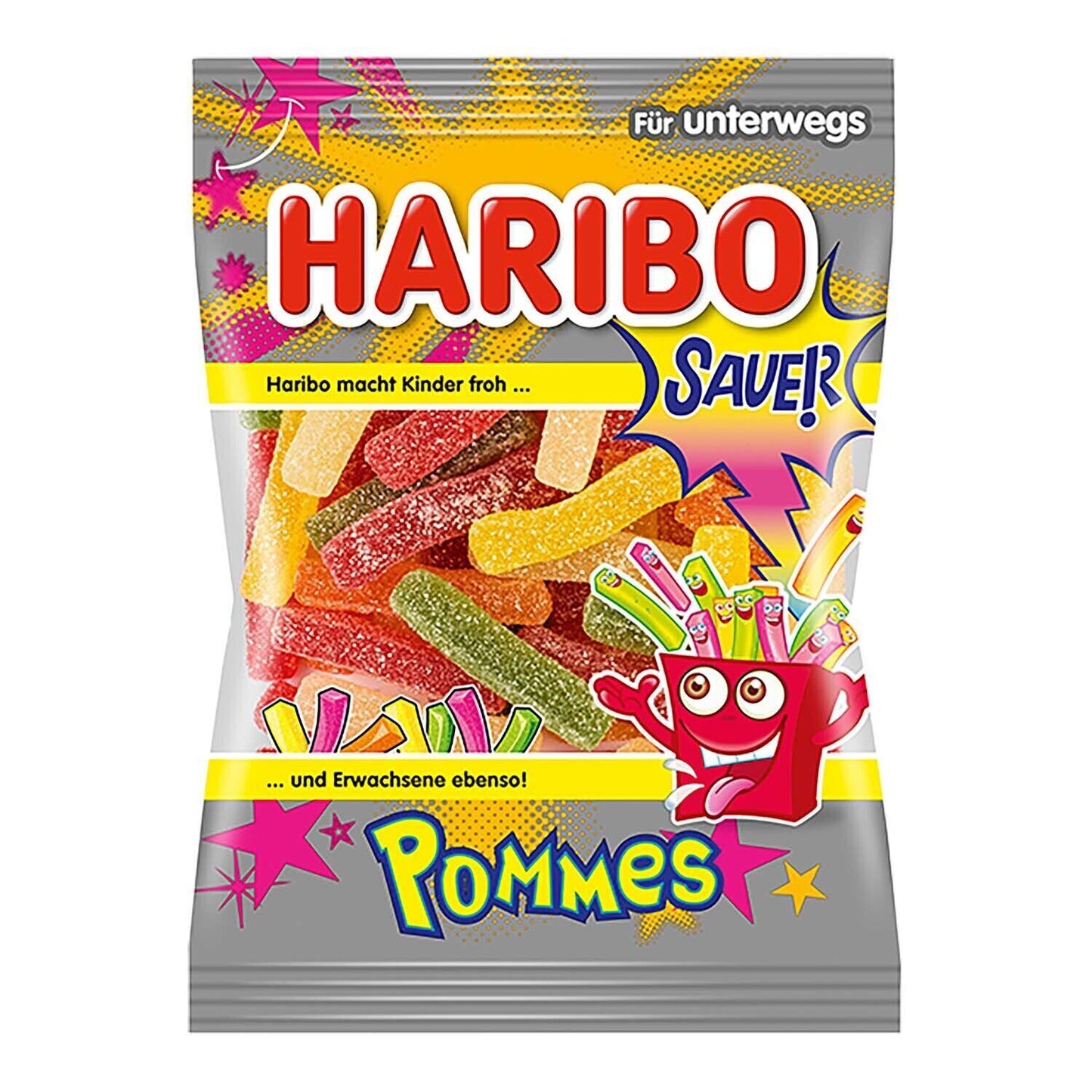 Haribo Pommes sauer, Fruchtgummi, 24 Beutel, 100g