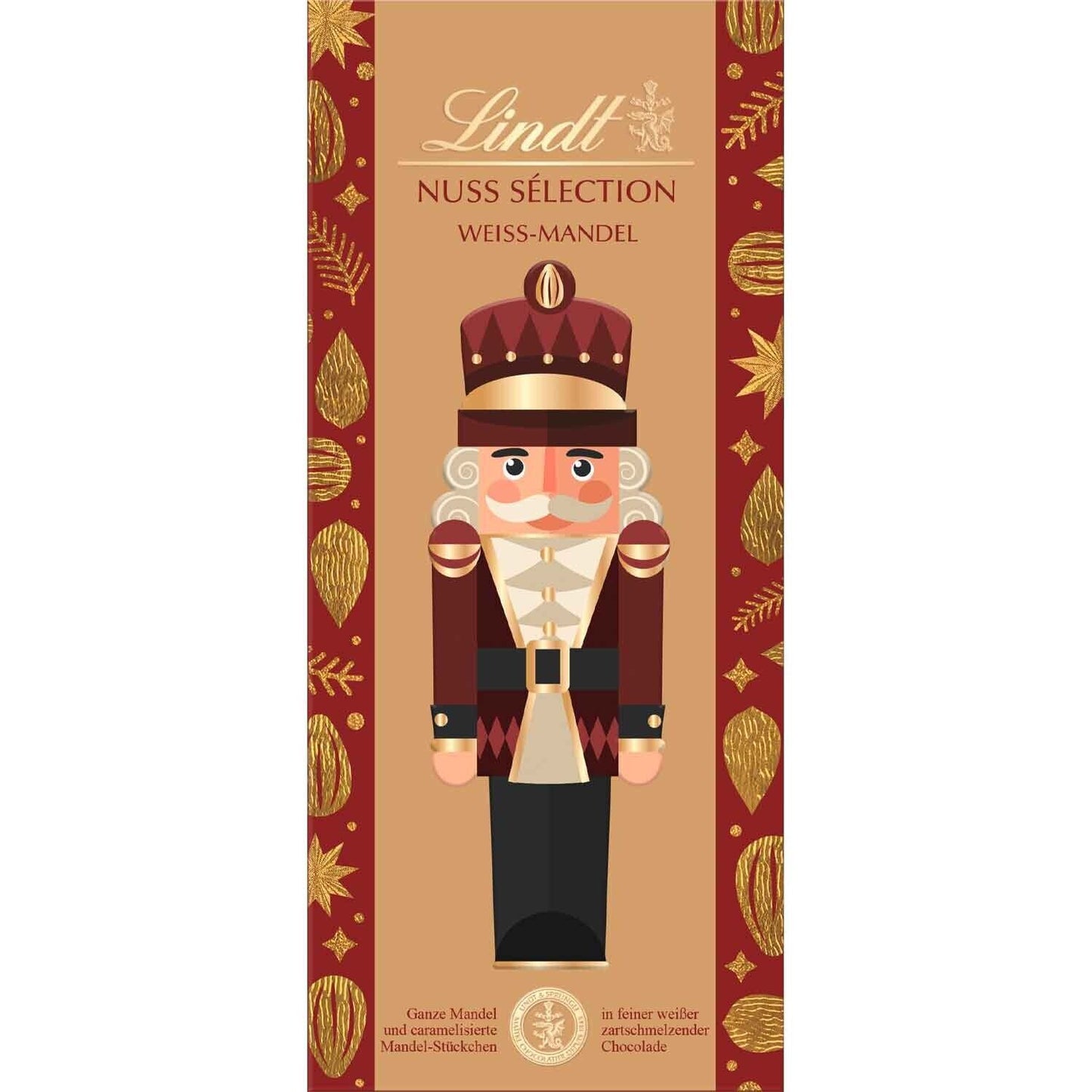 Lindt Nuss Sélection Weiße Schokolade Mandel Tafel 150g - Zartschmelzende Tafel