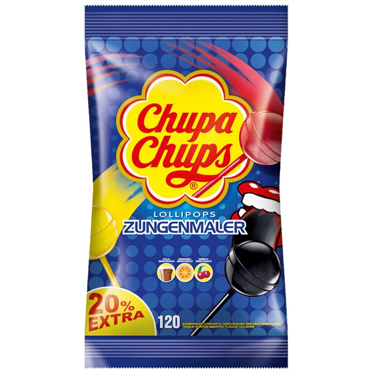 Chupa Chups Zungenmaler Lutscher Nachfüllbeutel 120er Pack (1440g) - Bunte Lutscher für kreativen Lutschspaß in großer Vorratsgröße