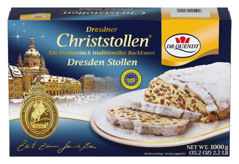 Dr. Quendt Dresdner Christstollen 1kg - Klassischer, fruchtiger Christstollen für festliche Anlässe und besondere Genussmomente