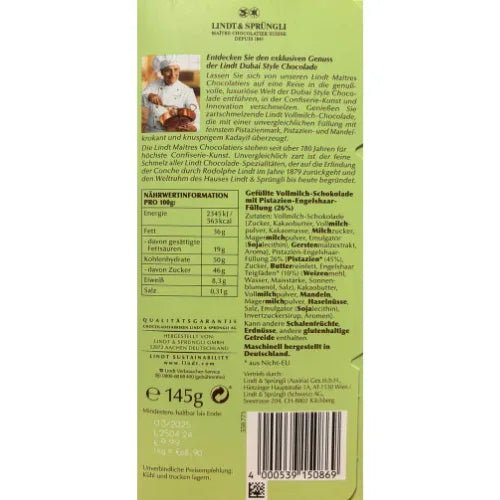 Lindt Dubai Style Chocolade - Neue Rezeptur - *STRENG LIMITIERT* 145g - Schokobote.de