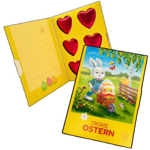 Storz Grußkarte Ostern Herz Vollmilch Schokolade 6x 9g, 54 g