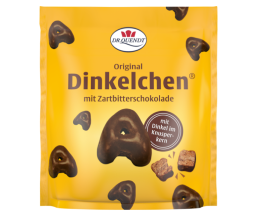 Dr. Quendt Dinkelchen Zartbitter 85g - Knusprige Dinkelkekse mit intensiv zartbitterer Schokolade für süßen Genuss