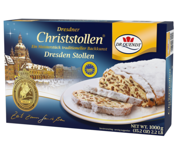 Dr. Quendt Dresdner Christstollen 1kg - Klassischer, fruchtiger Christstollen für festliche Anlässe und besondere Genussmomente